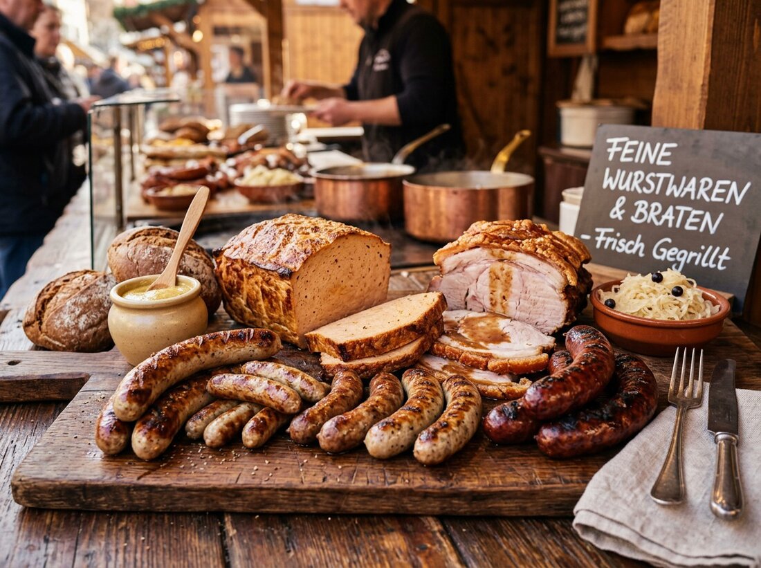 Buffet mit Wurst- und Fleischspezialitäten in einem Hotel